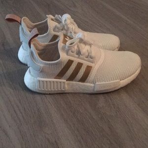 Adidas white and rose gold NMD
